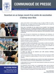 Ouverture en un temps record d’un centre de vaccination à Aulnay-sous-Bois