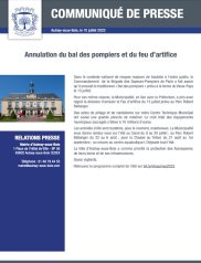 Annulation du bal des pompiers et du feu d'artifice