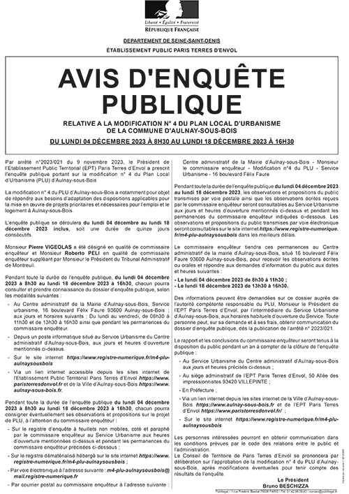 Modification N°4 du PLU d’Aulnay-Sous-Bois